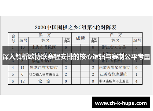 深入解析欧协联赛程安排的核心逻辑与赛制公平考量